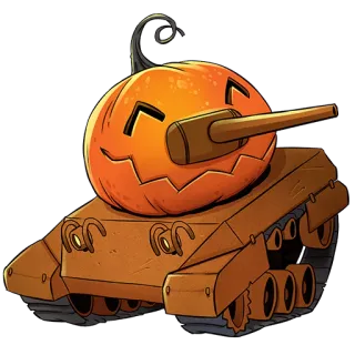 😊 tanque, abóbora, halloween, desenho animado, veículo telegram sticker