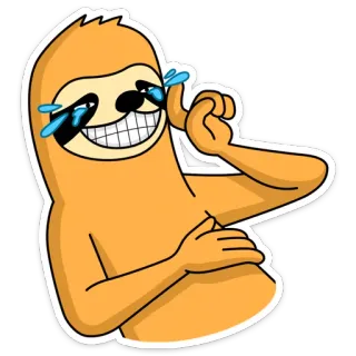 😂 bicho-preguiça, rindo, engraçado, emoji, desenho animado, humor, meme whatsapp sticker