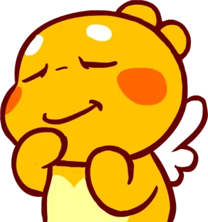 😌 น่ารัก, การ์ตูน, นางฟ้า, ยิ้ม, สีเหลือง, หมี telegram sticker