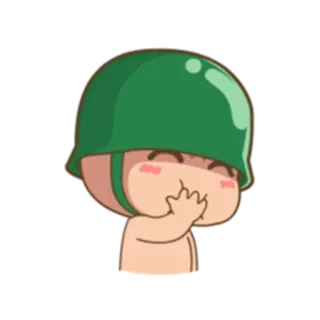 ☺️ cartoon, helmet, soldier, military, child, offensive gesture whatsapp sticker