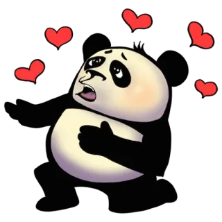 ❤ Panda, Liefde, Harten, Schattig, Cartoon, Verdrietig telegram sticker