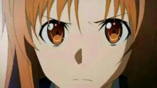 😤 Asuna Yuuki Sword Art Online anime, ragazza, seria, capelli arancioni, determinata, arrabbiata, Asuna, Yuuki telegram sticker