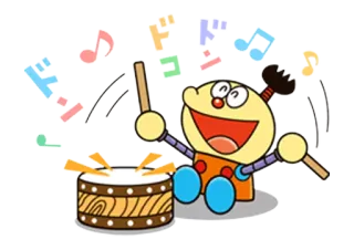 🥁 ドドン ドラム, 音楽, 漫画, ドラム演奏, 日本語, オノマトペ whatsapp sticker
