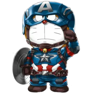 🇺🇸 Captain America captain america, superheld, doraemon, crossover, cartoon, sticker whatsapp sticker