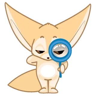 🦊 feneco, lupa, fofo, animal, kawaii, busca, investigação, desenho animado telegram sticker