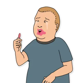 💅 Bobby Hill King of the Hill dibujos animados, Bobby, Hill, lápiz labial, llorando whatsapp sticker