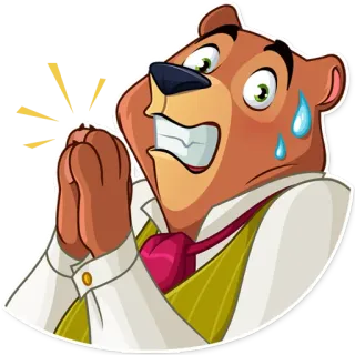 🙏 หมี, การ์ตูน, กังวล, ประหม่า, เป็นห่วง, เครียด telegram sticker