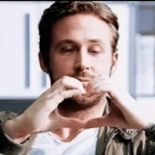 ❤️ Ryan Gosling, coeur, geste, acteur, célébrité whatsapp sticker