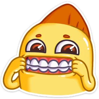 😁 Emoji, Desenho animado, Expressão, Engraçado, Personagem, Feliz telegram sticker