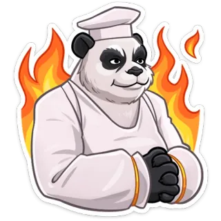 🔥 panda, chef, fire, cooking, animal telegram sticker