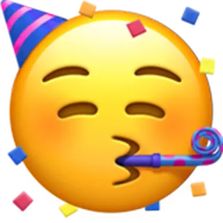 🥳 이모지, 축하, 파티, 키스, 모자 telegram sticker