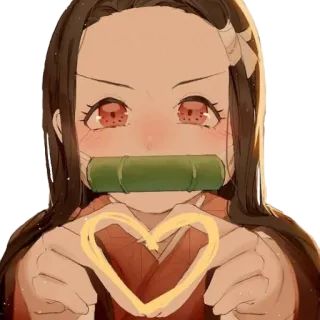 ❤️ Nezuko Kamado Demon Slayer 애니메이션, 귀멸의 칼날, 네즈코, 카와이, 하트, 귀여운, 팬아트 telegram sticker