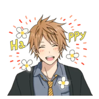 ☺️ Ha PPY anime, happy, flowers, cheerful, cartoon, smile telegram sticker
