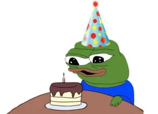 💝 Pepe the Frog pepe, rana, cumpleaños, fiesta, torta, meme, triste telegram sticker
