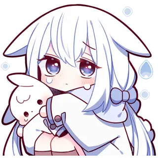 😢 Аниме, Чиби, Грустный, Милый, Каваий, Мультфильм telegram sticker