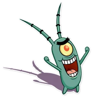 😈 Plankton Spongebob Squarepants การ์ตูน, สพันจ์บ็อบ, แพลงตอน, ตัวละคร, สติกเกอร์ telegram sticker