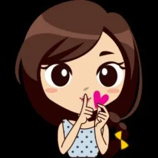 😉 การ์ตูน, ผู้หญิง, ชู่ว, หัวใจ, น่ารัก telegram sticker