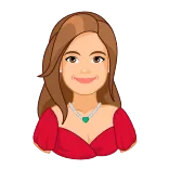 😜 dessin animé, femme, collier, portrait, robe rouge telegram sticker
