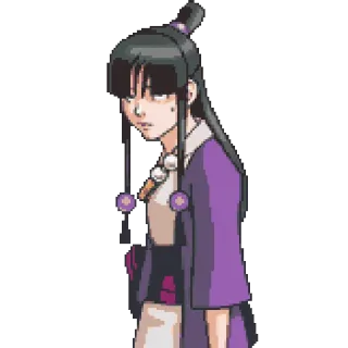 😓 Maya Fey Ace Attorney Maya Fey, Ace Attorney, Anime, Video game, Advogado, Médium espírita telegram sticker