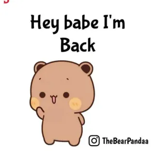 🚶‍♂ Hey babe I'm Back bear, cute, greeting, animation, love, relationship whatsapp sticker