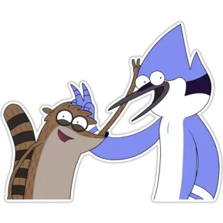 ✌ Rigby, Mordecai Regular Show cartoon, Rigby, Mordecai, Regular Show telegram sticker