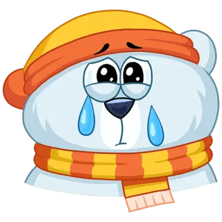 😢 ours, triste, pleurs, dessin animé, autocollant, ours polaire telegram sticker