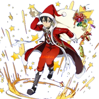 🎅 Kirito Sword Art Online anime, christmas, santa, sword art online, kirito telegram sticker
