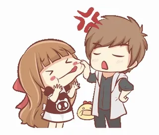❤️ Cartoon, Chibi, Süß, Paar, Wütend, Anime, Mädchen, Junge telegram sticker