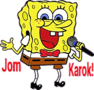 🎤 Spongebob Jom Karok! spongebob, dessin animé, karaoké, microphone, chant telegram sticker