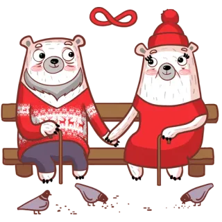 😎 orsi, cartoni animati, animali, amore, relazione, anziani, coppia whatsapp sticker