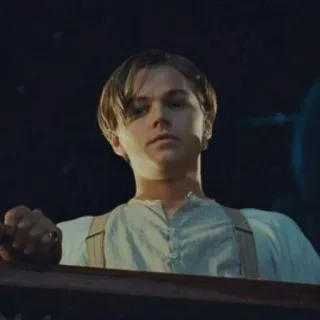 😐 Jack Dawson Titanic Leonardo DiCaprio, Scena z filmu, Titanic, Jack, Romans telegram sticker