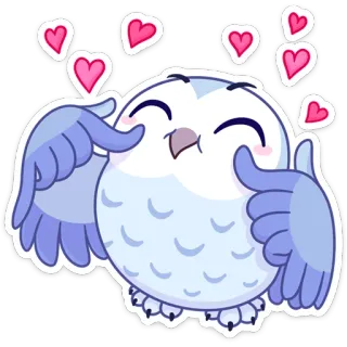 🥰 búho, corazón, lindo, pulgar arriba, amor, dibujos animados, pegatina whatsapp sticker