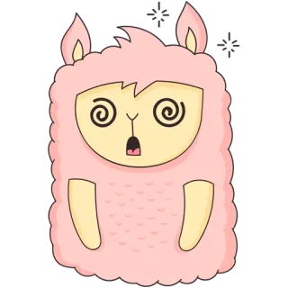 😵 Alpaga, Rose, Étourdi, Dessin animé, Animal, Autocollant telegram sticker
