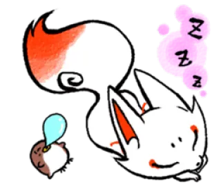 😴 raposa, dormindo, fofo, desenho animado, animal, soneca, sonhando whatsapp sticker