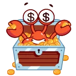🤑 게, 돈, 달러 기호, 보물 상자, 동전, 부, 만화, 금융 telegram sticker