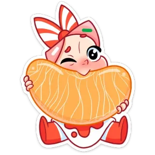 🍊 Dibujos animados, Mono, Comida, Fruta, Kawaii, Sticker telegram sticker