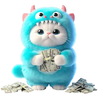 🤑 猫, 怪物, 钱, 现金, 美元, 可爱, 卡通 telegram sticker