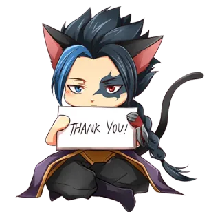 🙏 THANK YOU! ขอบคุณ, หูแมว, อนิเมะ, จิบิ, น่ารัก telegram sticker