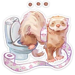 ⭐ furão, sanita, animal, banheiro, fofo, animal de estimação, engraçado telegram sticker
