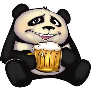 🍺 panda, bier, dier, drinken, cartoon, alcohol telegram sticker