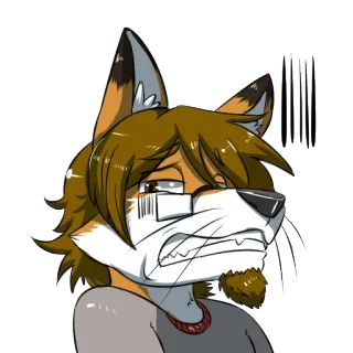 😰 Фурри, Лиса, Антропоморфный, Очки, Обеспокоенный, Выражение telegram sticker