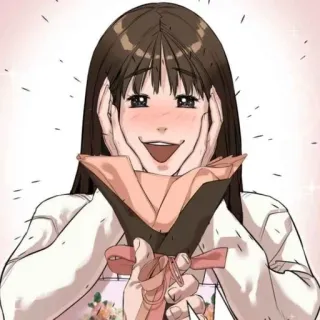 🌸 anime, cartoon, meisje, boeket, glimlachend, blij telegram sticker