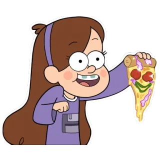 🍕 Mabel Pines Gravity Falls kartun, pizza, mabel, gadis, tersenyum telegram sticker