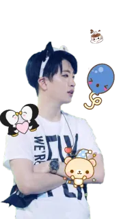 😌 WE'RE cute, cartoon, kawaii, bear, penguin, balloon telegram sticker