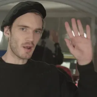 👋 PewDiePie PewDiePie, youtube, internet, celebrity, beret, waving telegram sticker