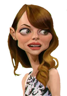 👀 Emma Stone карикатура, Эмма Стоун, знаменитость, портрет, цифровое искусство, иллюстрация, актриса telegram sticker