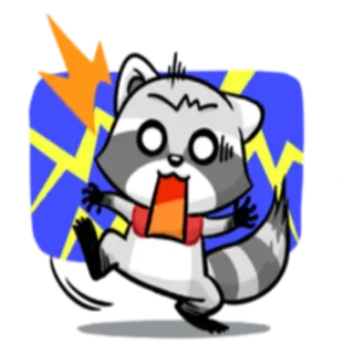 😱 енот, в шоке, мультяшный, животное, стикер, сюрприз telegram sticker