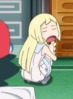😑 Lillie Pokemon аниме, покемон, Лилии, плачет, грустный whatsapp sticker