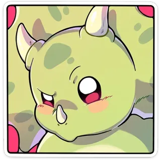 🤨 공룡, 만화, 귀여운, 동물, 코뿔소, 카와이, 스티커 telegram sticker