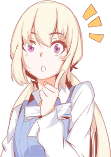 😯 anime, girl, cute, blonde, thinking telegram sticker